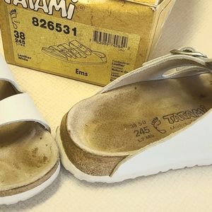 White Leather Birkenstock Tatami 3-strap Sandals